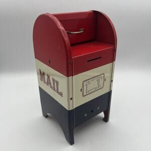 Vintage Large 1950s ~ US ~ All American Red White & Blue USPS Coin Metal Mailbox